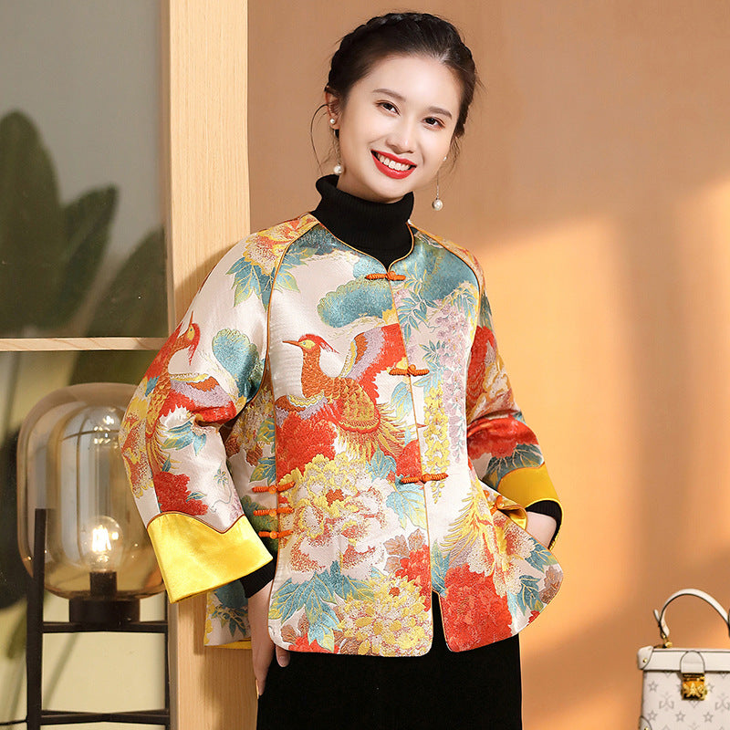 Jacquard Loose-Fit Dress / Orange / S