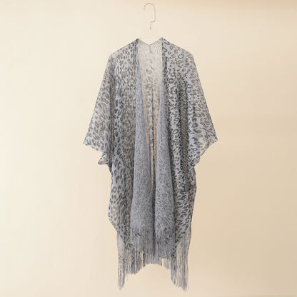 Leopard Print Tassel Shawl