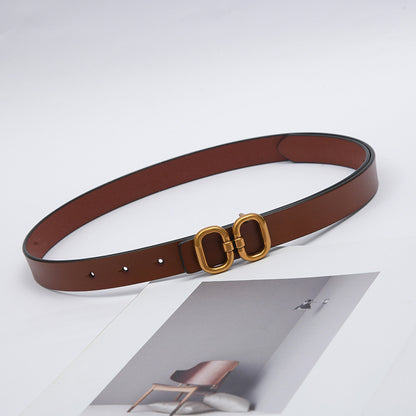 Cowhide Butterfly Buckle Belt / Caramel colour