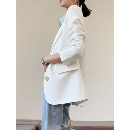 Wave Collar Longline Blazer / White / XL