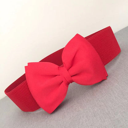Bow Detail Wide Elastic Belt / Bow Elastic Black