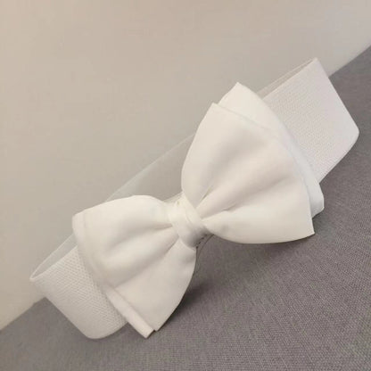 Bow Detail Wide Elastic Belt / Bow Elastic Red