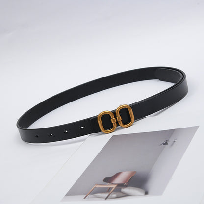 Cowhide Butterfly Buckle Belt / White