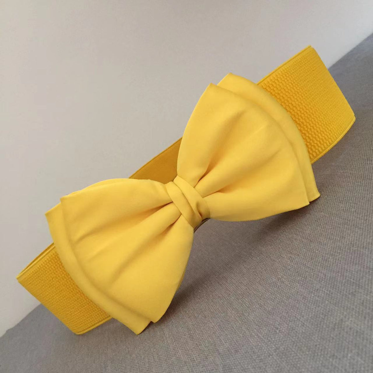 Bow Detail Wide Elastic Belt / Bow Elastic Rose Red