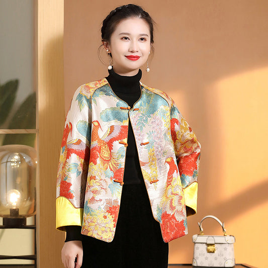 Jacquard Loose-Fit Dress / Orange / M