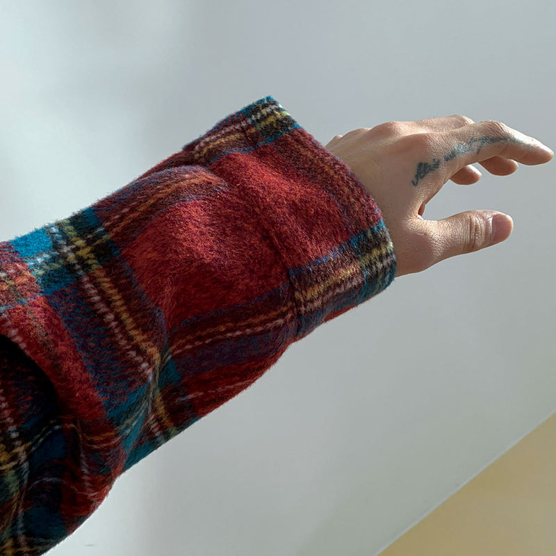 Khaki Red Plaid Long Sleeve Shirt / Khaki / L