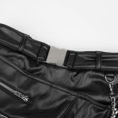 Black Slim-Fit Zipper Mini Skirt