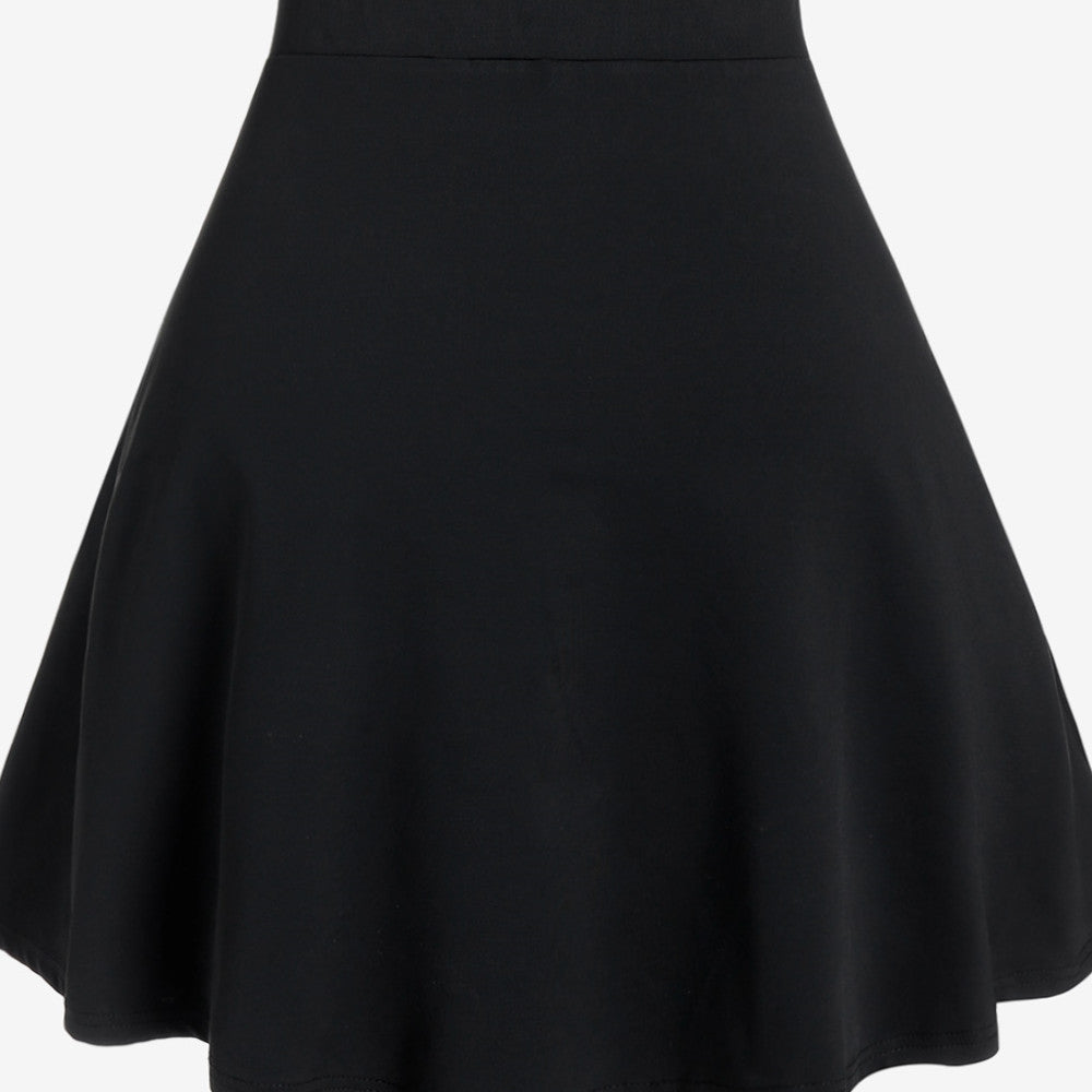 Black High-Waist Check Skirt / Black / M