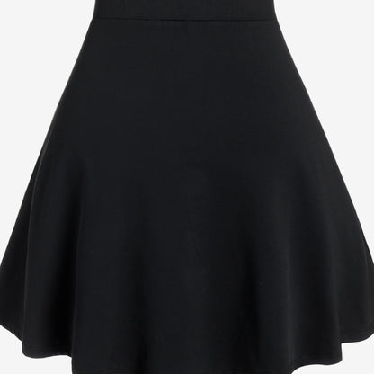 Black High-Waist Check Skirt / Black / M