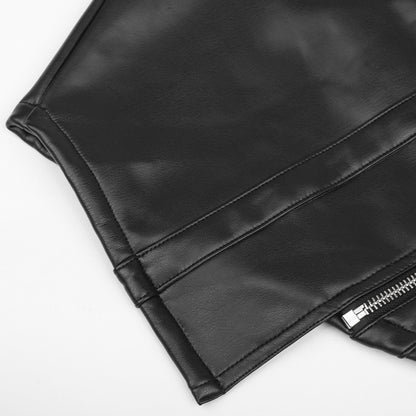 Black Slim-Fit Zipper Mini Skirt