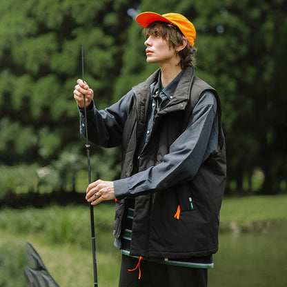Windproof High-Neck Padded Jacket / Grey / L