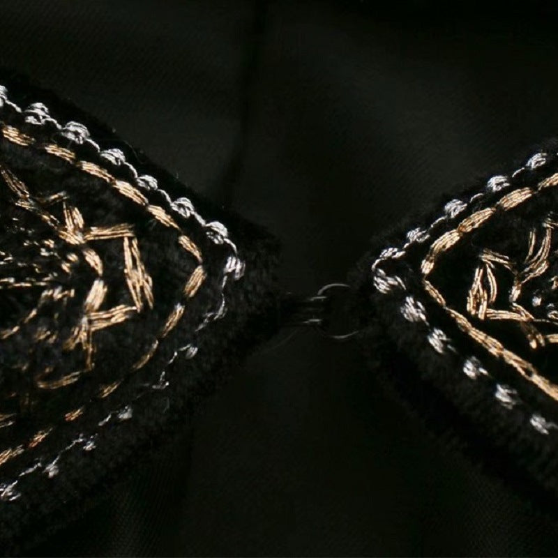 Black Printed Loose Round Neck Jacket