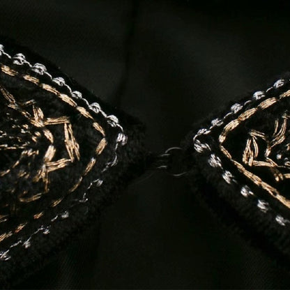 Black Printed Loose Round Neck Jacket