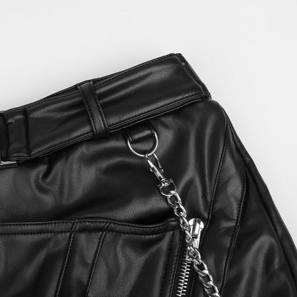 Black Slim-Fit Zipper Mini Skirt