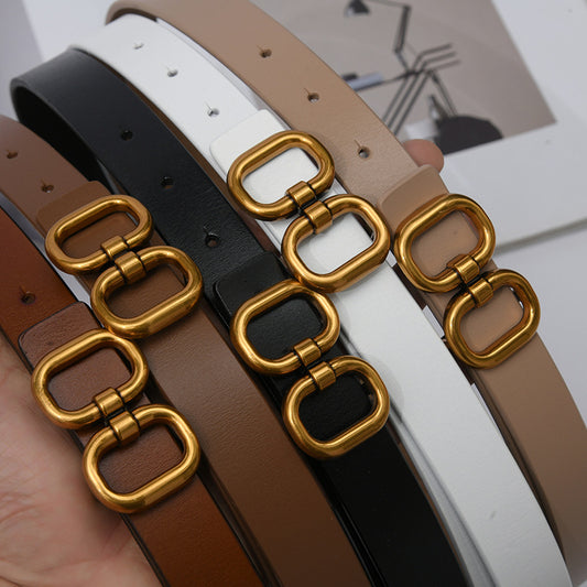 Cowhide Butterfly Buckle Belt / Black
