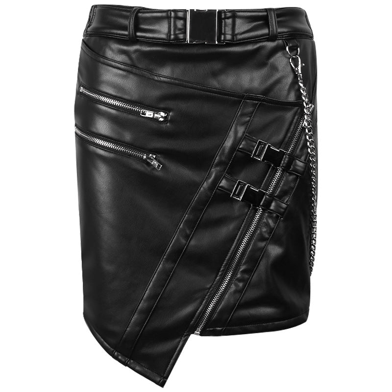 Black Slim-Fit Zipper Mini Skirt / Black / S