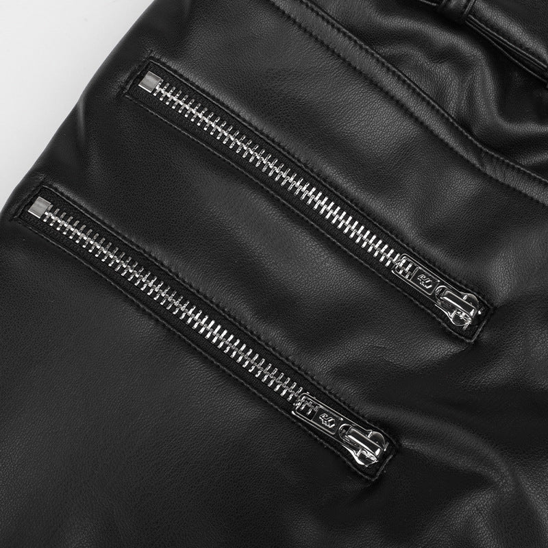 Black Slim-Fit Zipper Mini Skirt