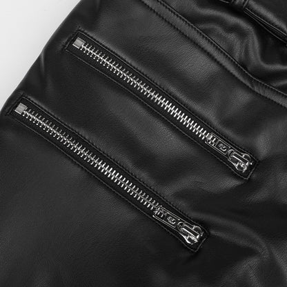Black Slim-Fit Zipper Mini Skirt