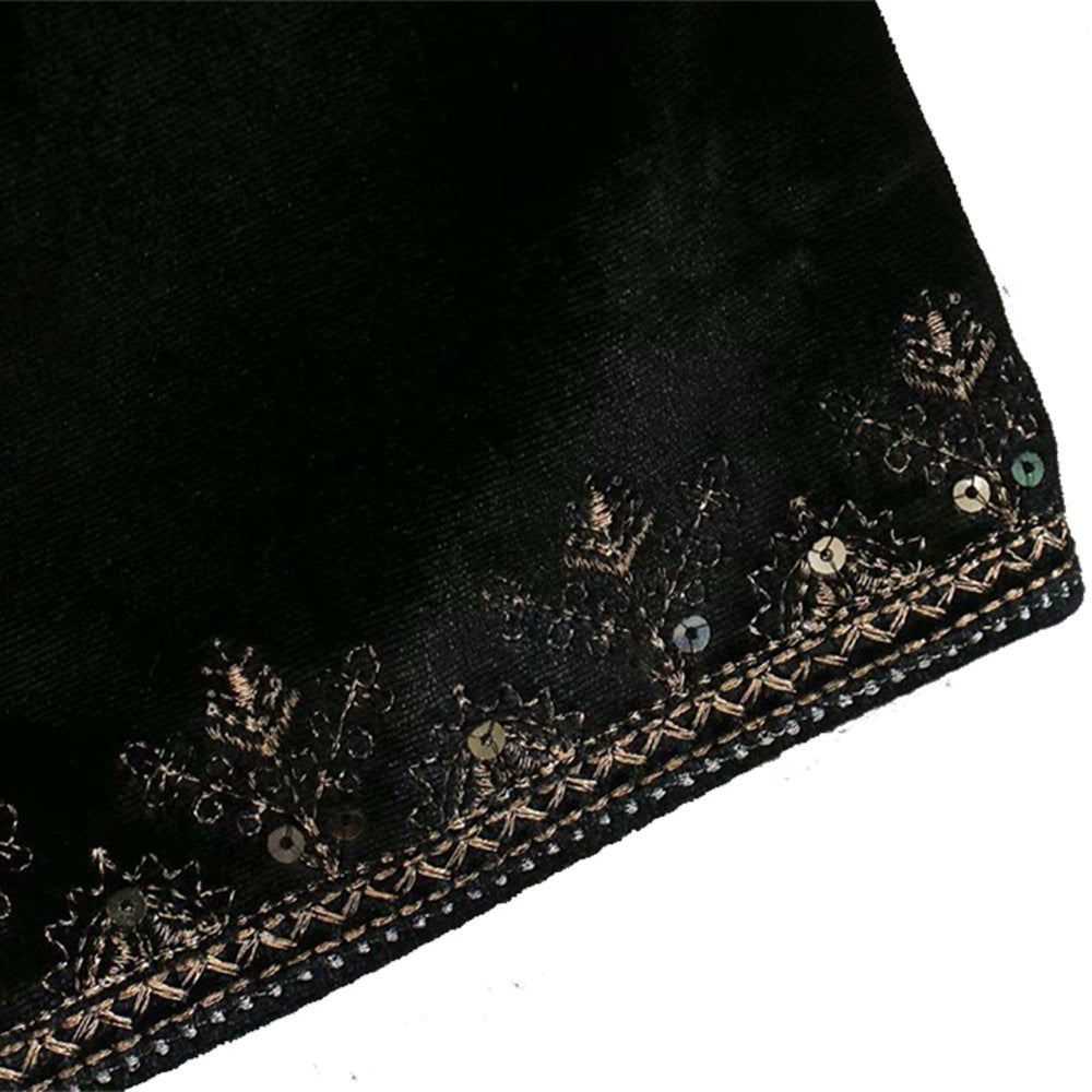 Black Printed Loose Round Neck Jacket / Black / XS