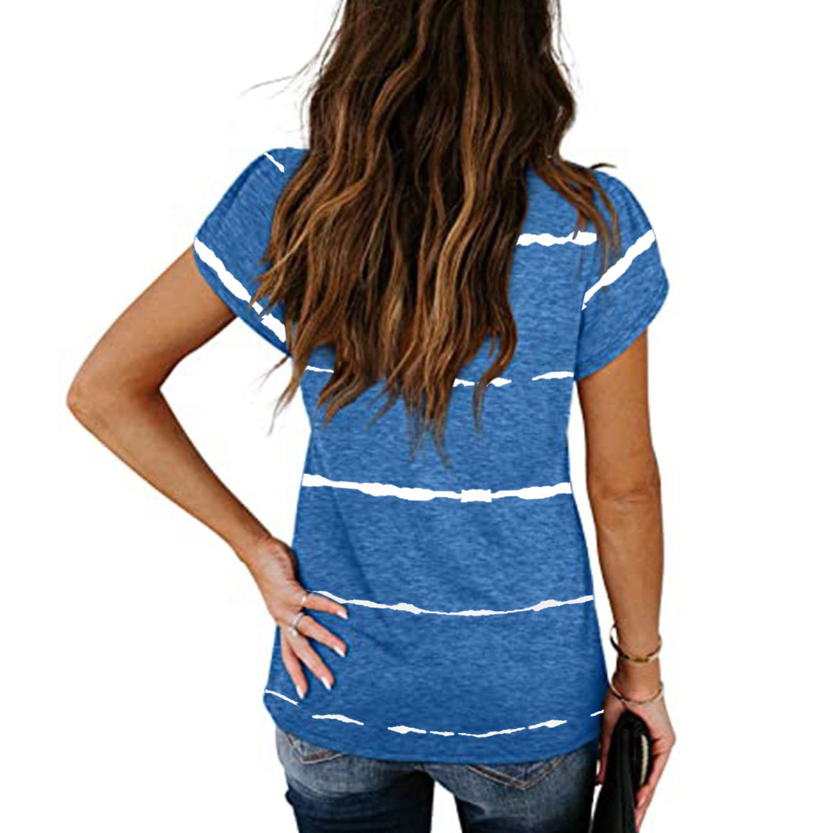 Printed Loose-Fit V-Neck T-Shirt / Black / M