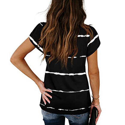 Printed Loose-Fit V-Neck T-Shirt / Black / XL